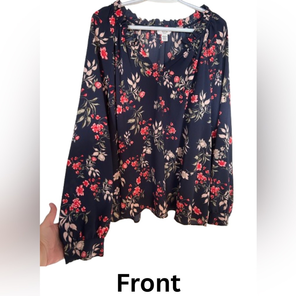 Floral ruffle collar Long Sleeve Women's Top